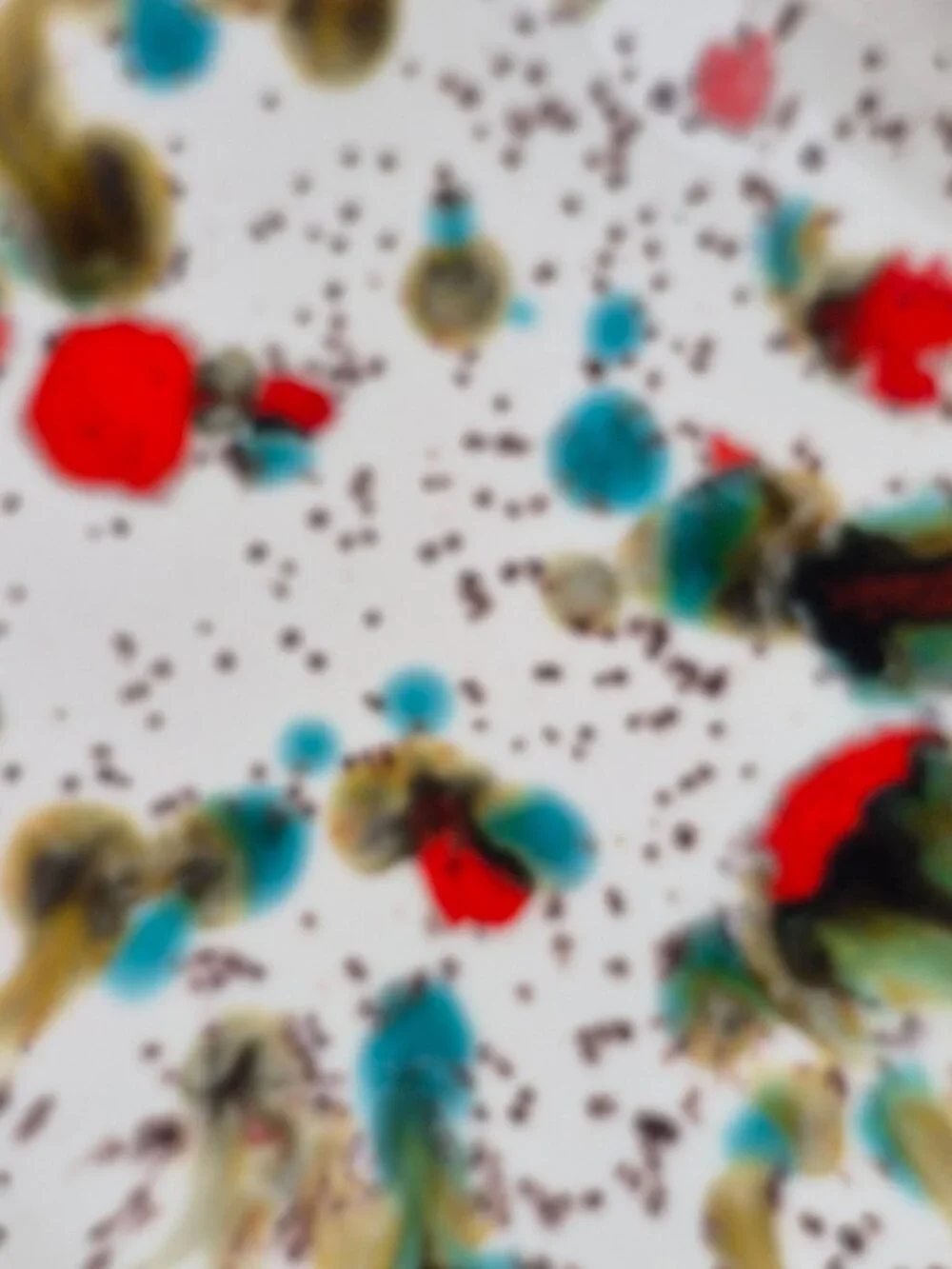 Speckled Ceramic Ashtray Drip Glaze Splatter Mid Century Modern Red Turquoise
